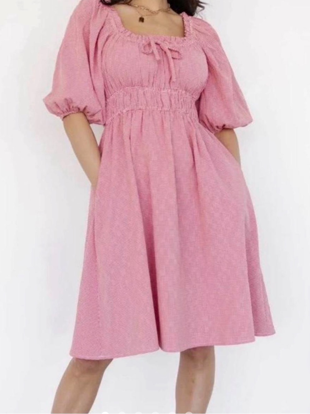 Baltic Born Red & White Gingham Puff Sleeve Dress
